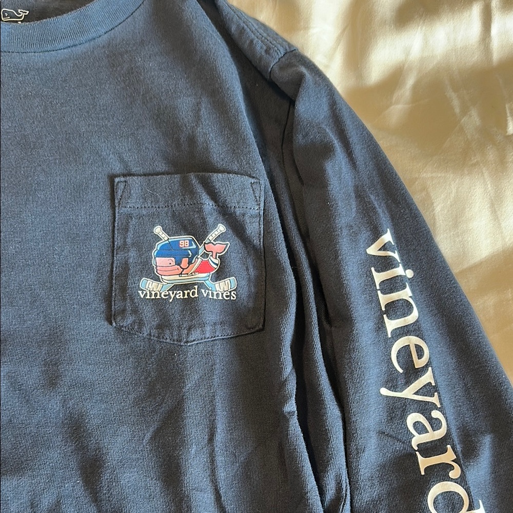 Boys Vineyard Vines Navy Long Sleeve Hockey Shirt